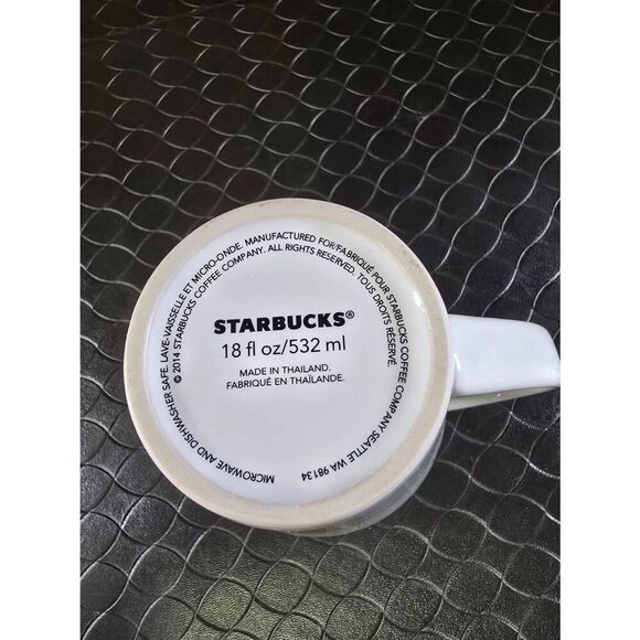 Starbucks 2014 Mug White Handle Ceramic Coffee Cup Black Mermaid Logo 18 Oz - Picture 6 of 7